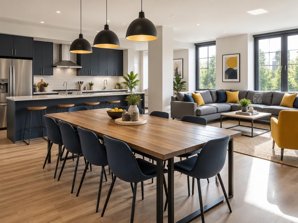 Shared kitchen and living space for students